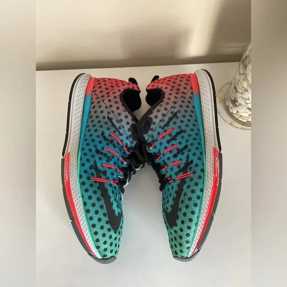 Nike Zoom Running Shoes Mens Size 9 Teal Black Red Athletic Trainer Lightweight - Picture 7 of 10